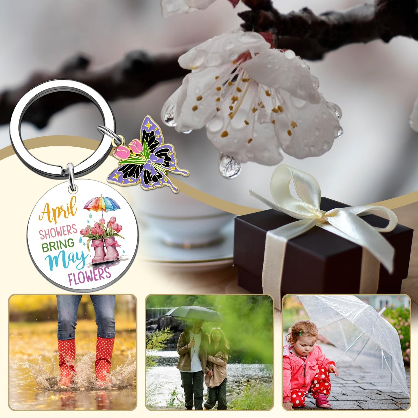 Spring Gifts for Women Sweet Spring Gifts Spring Decor Keychains Springs Gift Basket for Women Sister Daughter Friends Birthday Springs Themed Gift for for Women Keyring