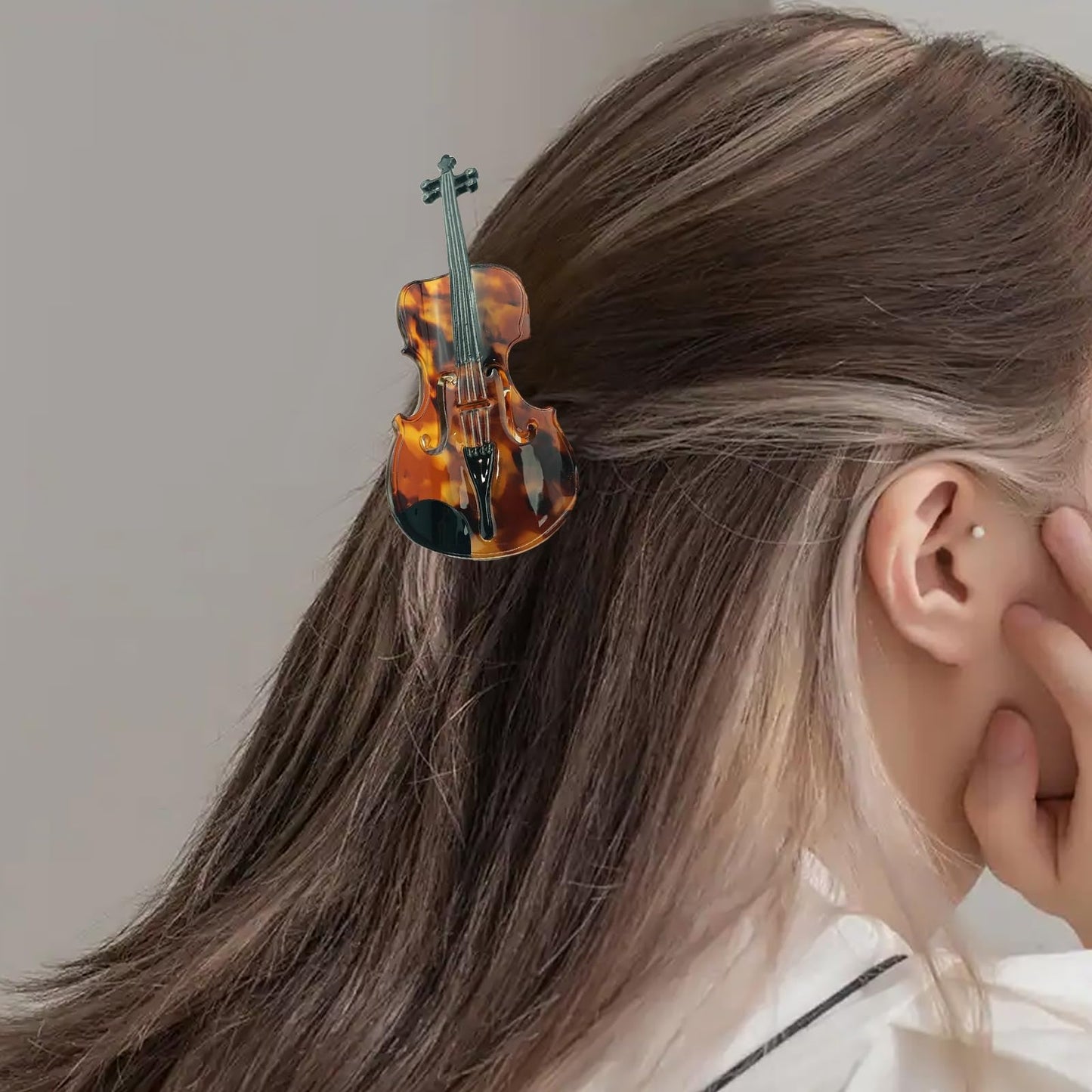 Funny Violin Hair Clip,Novelty Acetate Claw Clips for Women,Music Instrument Tortoiseshell Jaw Clip Barrettes,Elegant Decorative Hair Barrette Accessories,Birthday Holiday Gifts