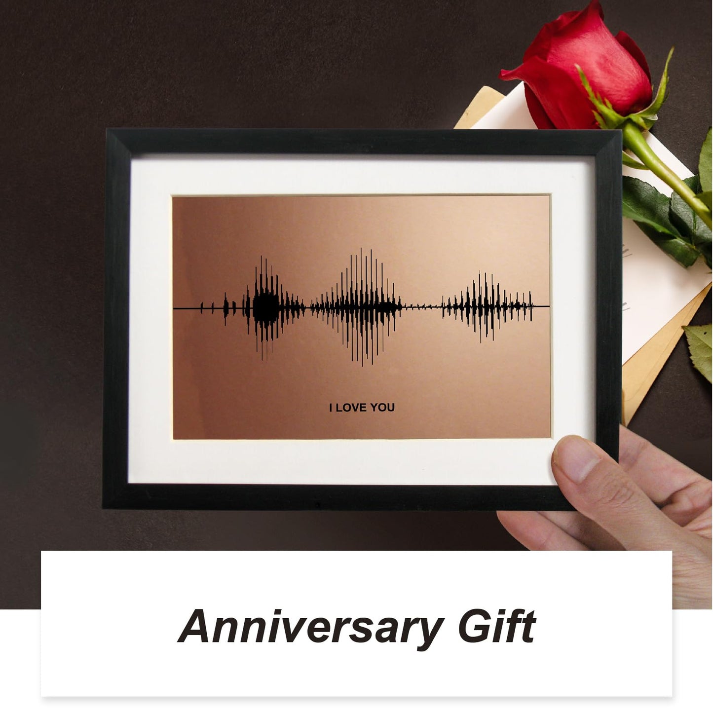 IGREAN I Love You Soundwave Art, Visible Voice Print, Bronze Gift for 8th Anniversary her him Husband Wife, Mother 's Day Gift