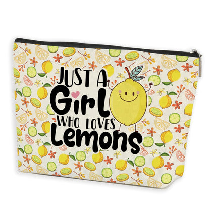 Azteoiz Lemon Makeup Bag, Lemon Gifts, Lemon Decor Bag, Girl Gifts for Women Girl Sister Daughter Niece Friend Graduation Friendship Birthday Gifts for Lemon Lovers, Cosmetic Bag Travel Toiletry Bag