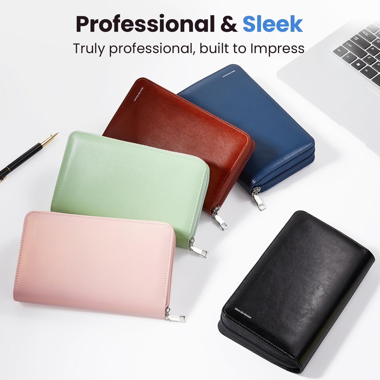 Sooez Zip-Enclosed Business Card Holder Organizer, Professional Credit Card Case Book for Women Men, 240 Capacity, Premium Vegan Leather Gift Card Organizer Storage File, Business Card Wallet, Green