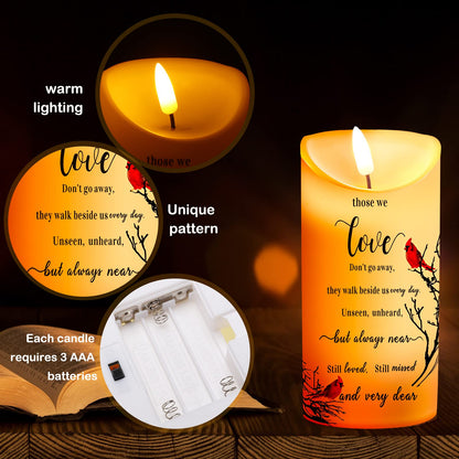 Gerrii Memorial Candles Sympathy Gifts LED Flameless Cardinal Bereavement Candles for Loss of Loved One Sympathy Cardinal Gifts Battery Candle for Prayers(Simple Style)