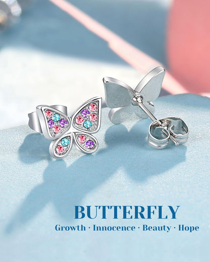 UPROMI Hypoallergenic Butterfly Earrings for Daughter/Granddaughter/Niece, Valentines Christmas Birthday Gifts for Girls