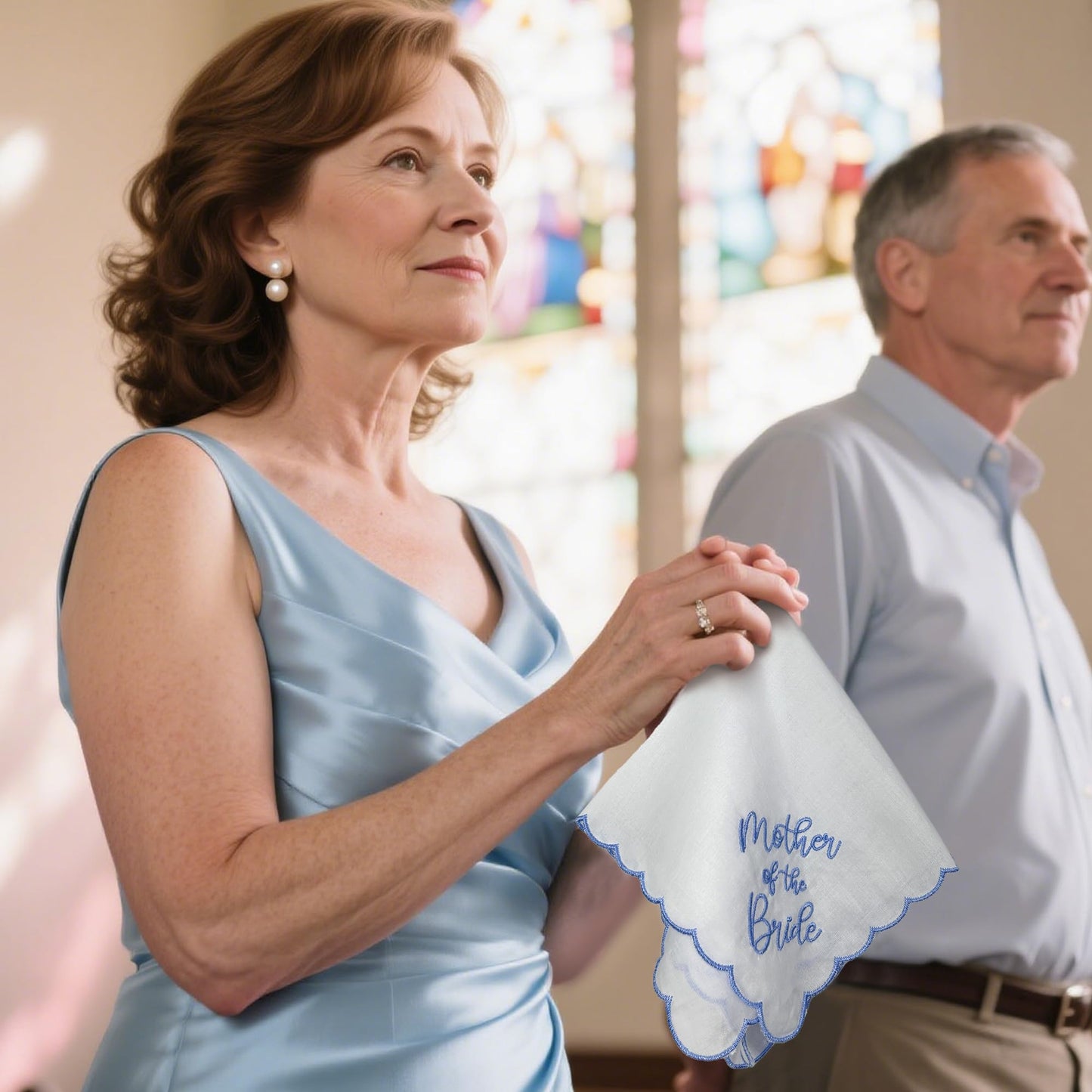Lamyba Mother of the Bride/Groom/Law Gifts Wedding Handkerchief Something Blue