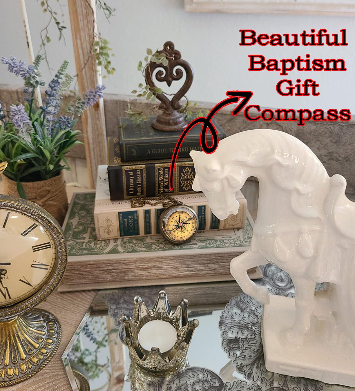 Trust in The Lord With All Your Heart - Proverbs 3:5-6 Quote Engraved Compass With Wooden Box, Greeting Card, Gift Compass, Graduation Day Gifts 2024 for Women Men Boys Girls