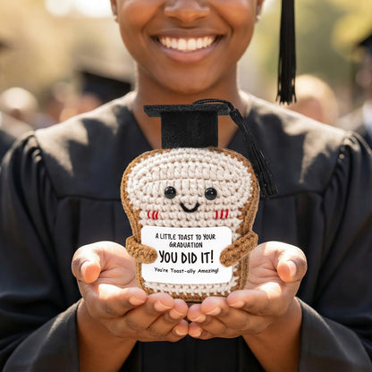 Crisky Handmade Funny Graduation Gifts for Her or Him, Positive Crochet Toast with Little Graduation Card and Grad Caps - You are Totally Amazing - Grad Gifts for College University Masters Degree