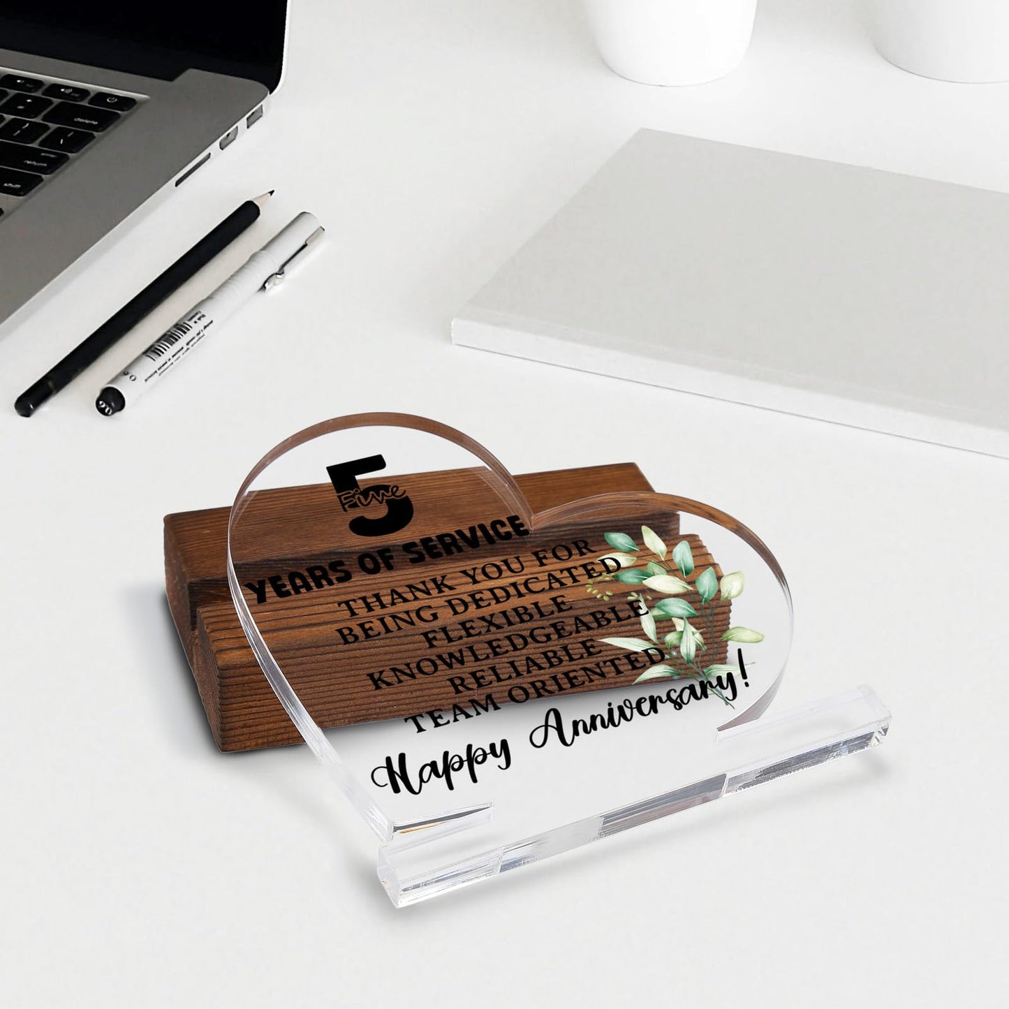 5 Year Workiversary gifts, Happy Work Anniversary Corporate Gifts, Employee Gifts, Recognition Gifts for Employees,Cute Cubicle Desk Accessories Acrylic Home Office Sign Plaque XA411