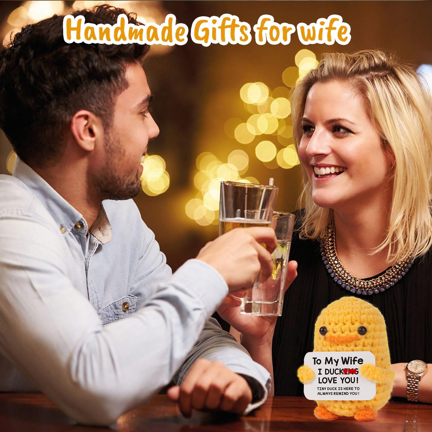 MBL Gifts for Wife Birthday Anniversary - Funny Cute Crochet Duck Anniversary Wedding Romantic Gifts for Couples Girlfriend Mothers Her Women Christmas Mother's Day, I Duck Love You