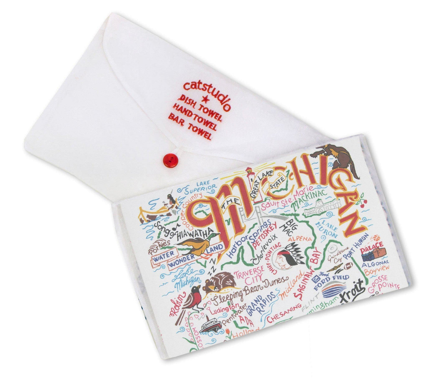 Catstudio Michigan Dish Towel - U.S. State Souvenir Kitchen and Hand Towel, Perfect Tea Towels for Michigan Lovers, Travel Souvenir, Housewarming Gifts, Couple Gifts