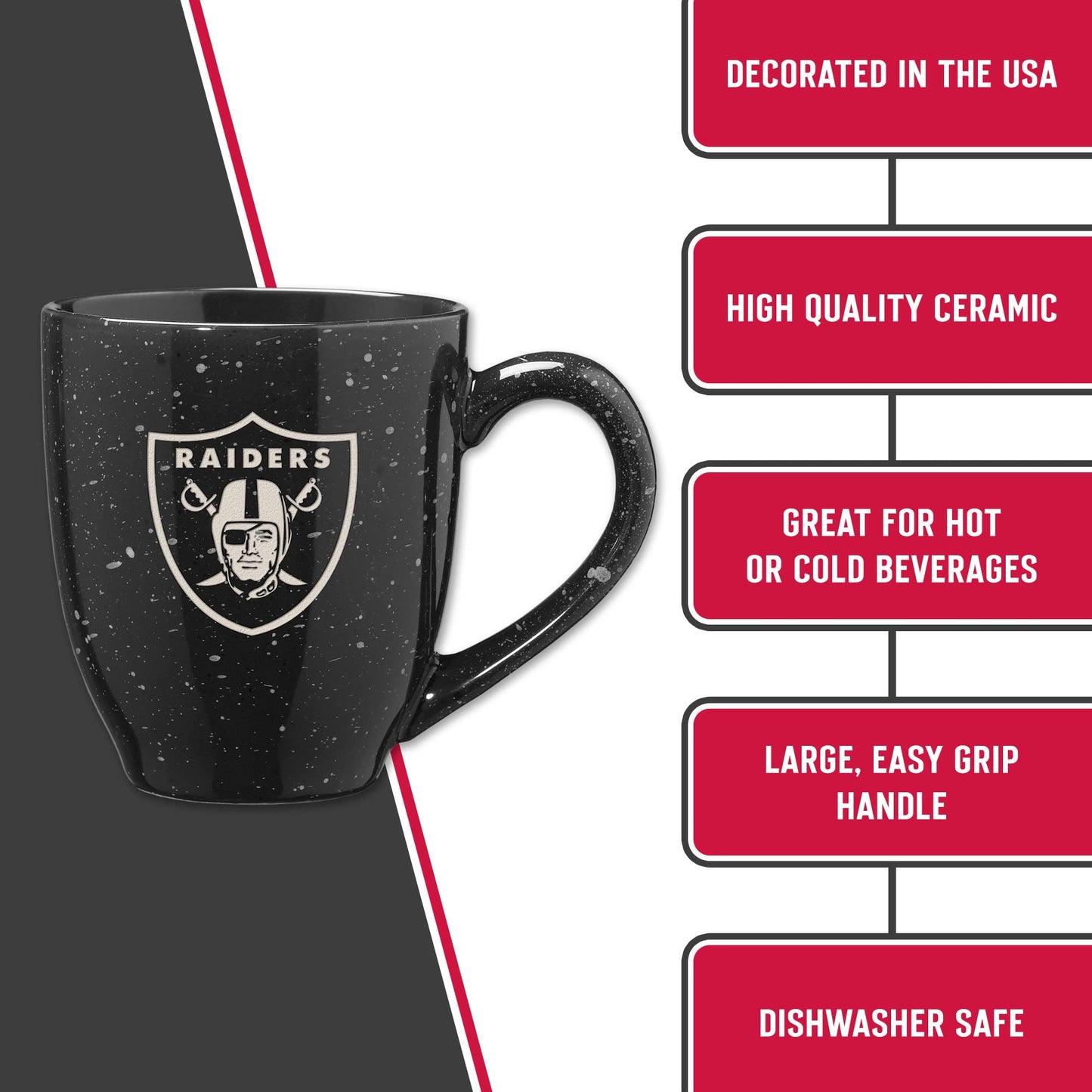 Rico Industries NFL unisex-adult NFL Football 16 oz Team Color Laser Engraved Speckled Ceramic Coffee Mug
