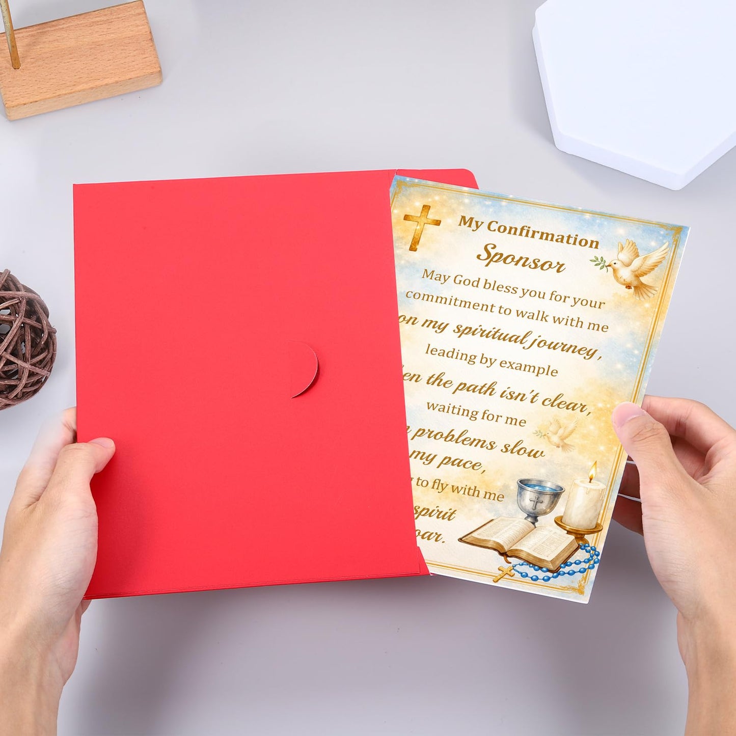Perleddom Confirmation Sponsor Card - Confirmation Sponsor Gifts for Women Men Sponsors Appreciation Gifts for Him Thank You Card for Godfather Godmother Catholic Christian Cards Gift for Women Men