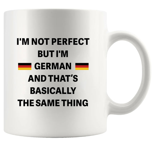 Panvola I'm Not Perfect But I'm German Funny German Gifts for Friends Coworkers Sarcastic Gifts Novelty Drinkware Ceramic Mug 11 oz White