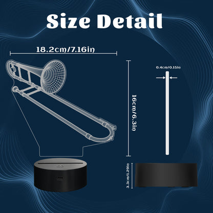 CoolGift Mart Trombone Night Light, 3D LED Optical Illusion Lamp with 16 Colors and Remote Controller, Gifts for Trombone Enthusiasts Music Lovers