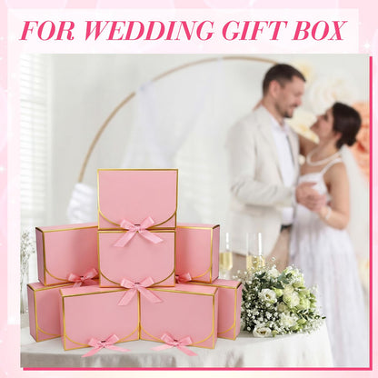 Jaloro 20 Pack Pink Gift Boxes with Lids Bulk 10.6x7.8x3.1inch Pink Gift Boxes with Gold Ribbons Bridesmaid Proposal Box for Presents, Wedding, Birthday, Valentine's Day, Baby Shower, Anniversary