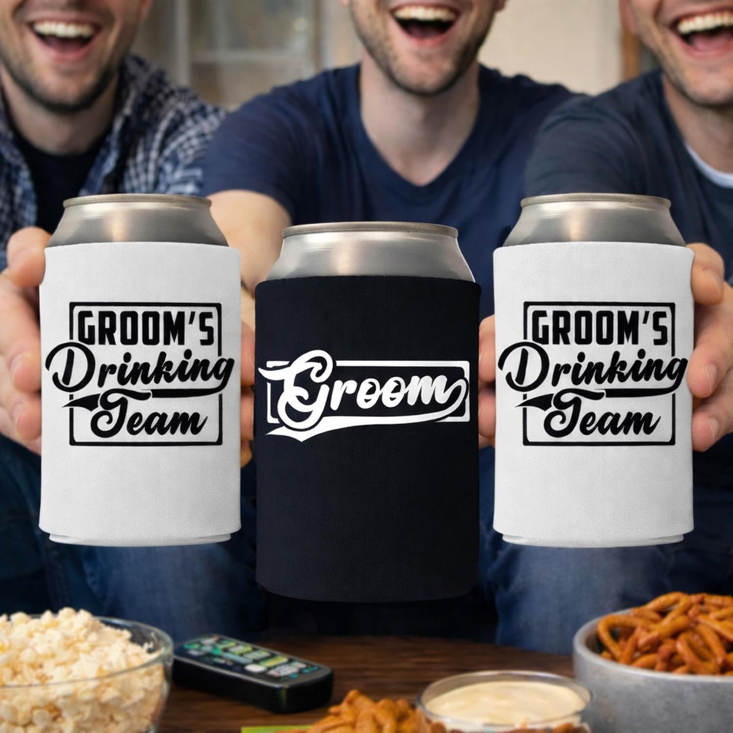Groom and Groomsmen Can Coolers – Groom’s Drinking Team Beer Can Coolers for Bachelor Party and Wedding Gifts
