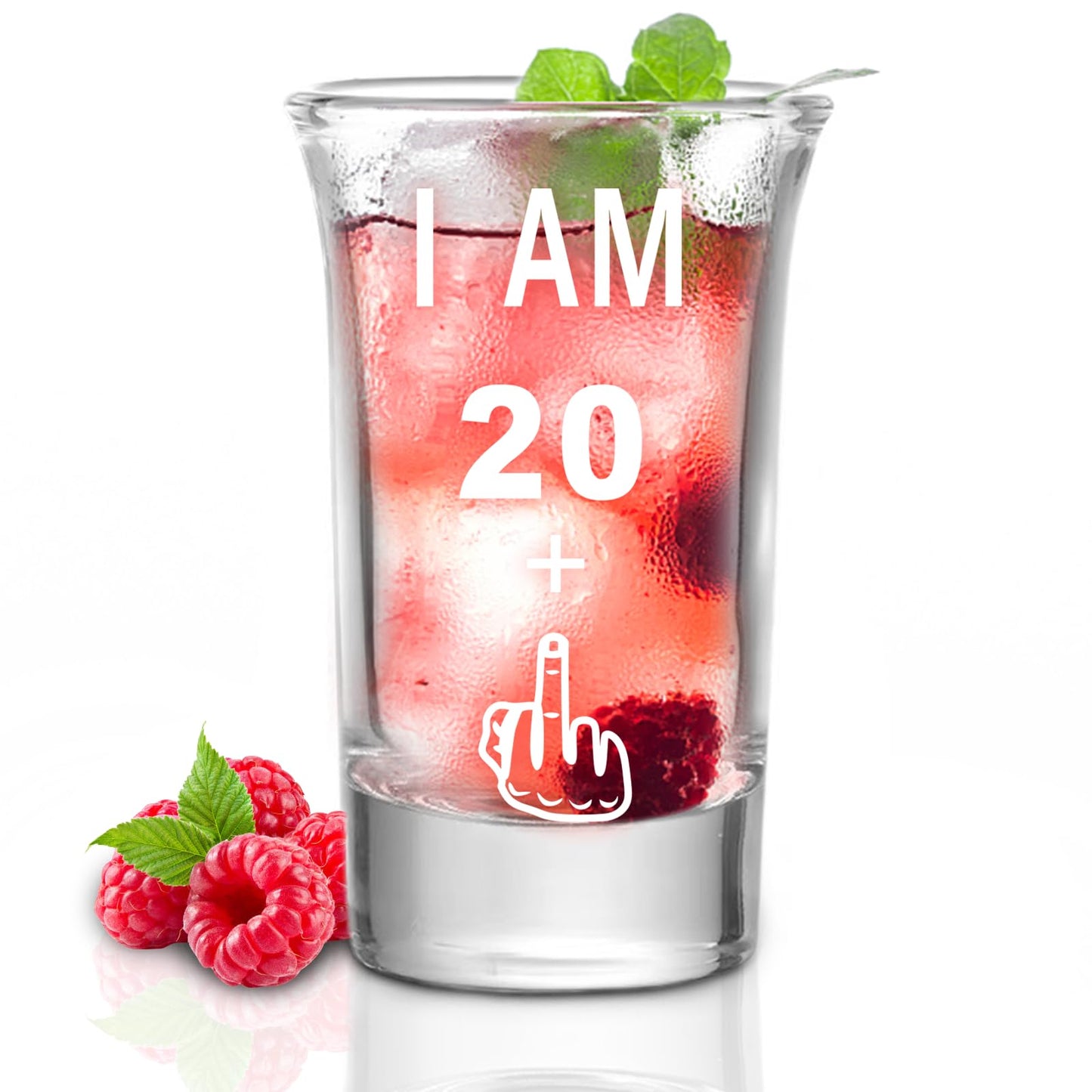 Hlukana 21st Birthday Shot Glass, Middle Finger Funny Gift, Perfect For Him, Her, Men, Women, Sister, Friend - 21st Birthday Decorations (1.5 oz)