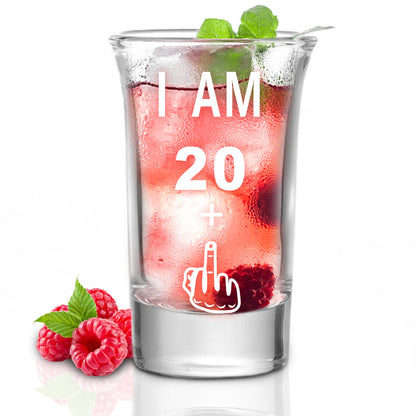 Hlukana 21st Birthday Shot Glass, Middle Finger Funny Gift, Perfect For Him, Her, Men, Women, Sister, Friend - 21st Birthday Decorations (1.5 oz)