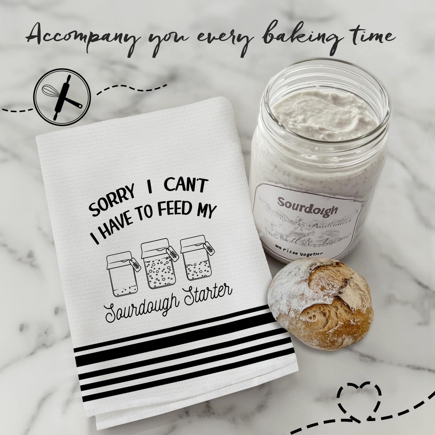Funny Sourdough Baking Kitchen Towels, Gifts for Sourdough Bakers Tea Dish Towels for Kitchen, Baking Lover Gifts Decorative Hand Towels, 16x24 Inch