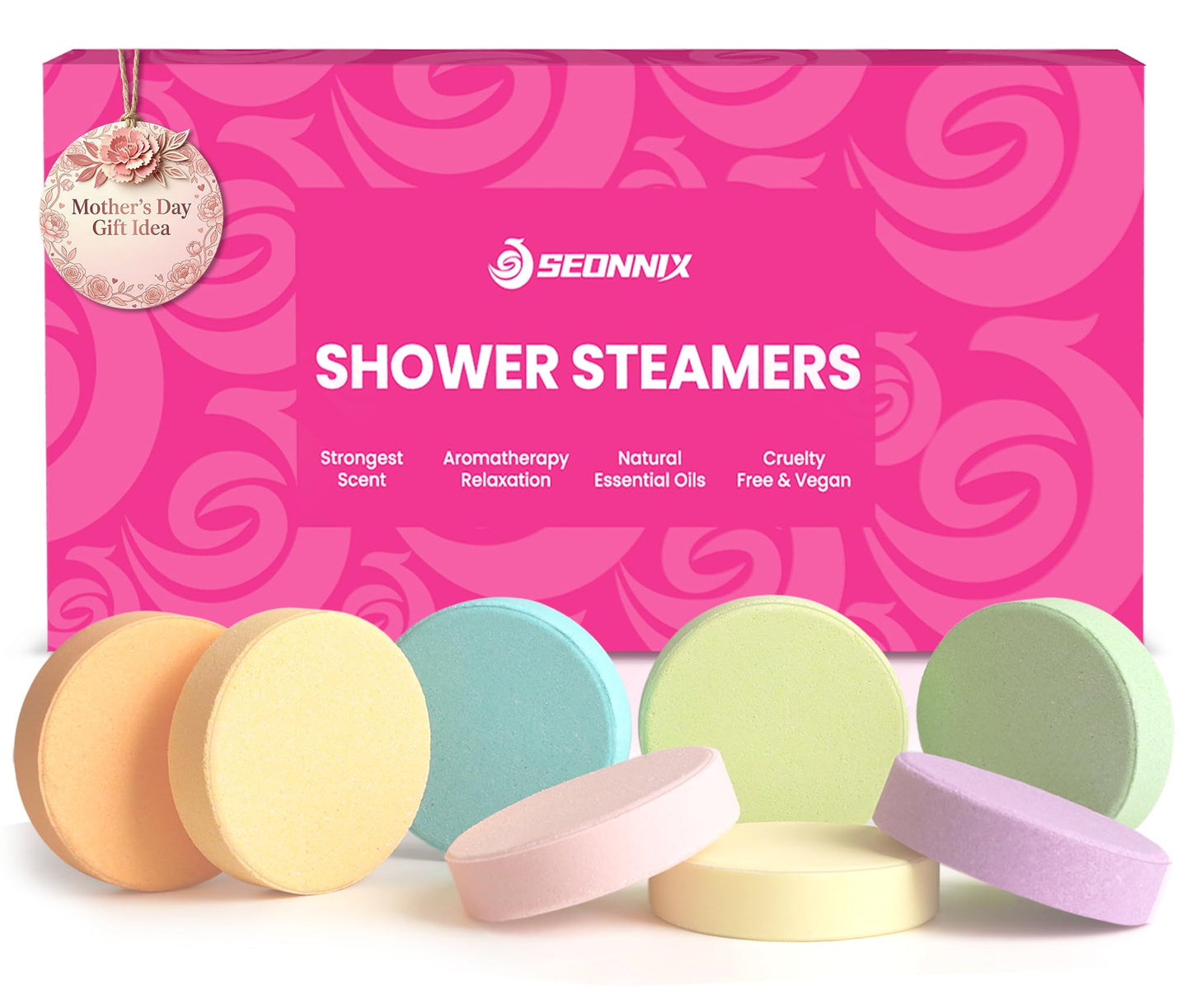 Shower Steamers Aromatherapy, 8 Pack Shower Bombs for Relaxation and Stress Relief, Natural Essential Oils Spa Gift Set for Women, Birthday Gifts, Self Care & Home Spa Experience