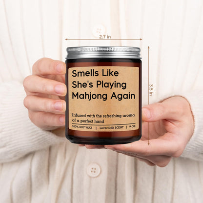 LEADO Funny Playing Mahjong Candle, Mahjong Gifts for Women - Mah Jongg Accessories, Gifts for Mahjongg Players & Lovers - Mahjongg Party Supplies, Birthday Decorations for Friend, Hostess, Mom, Girls