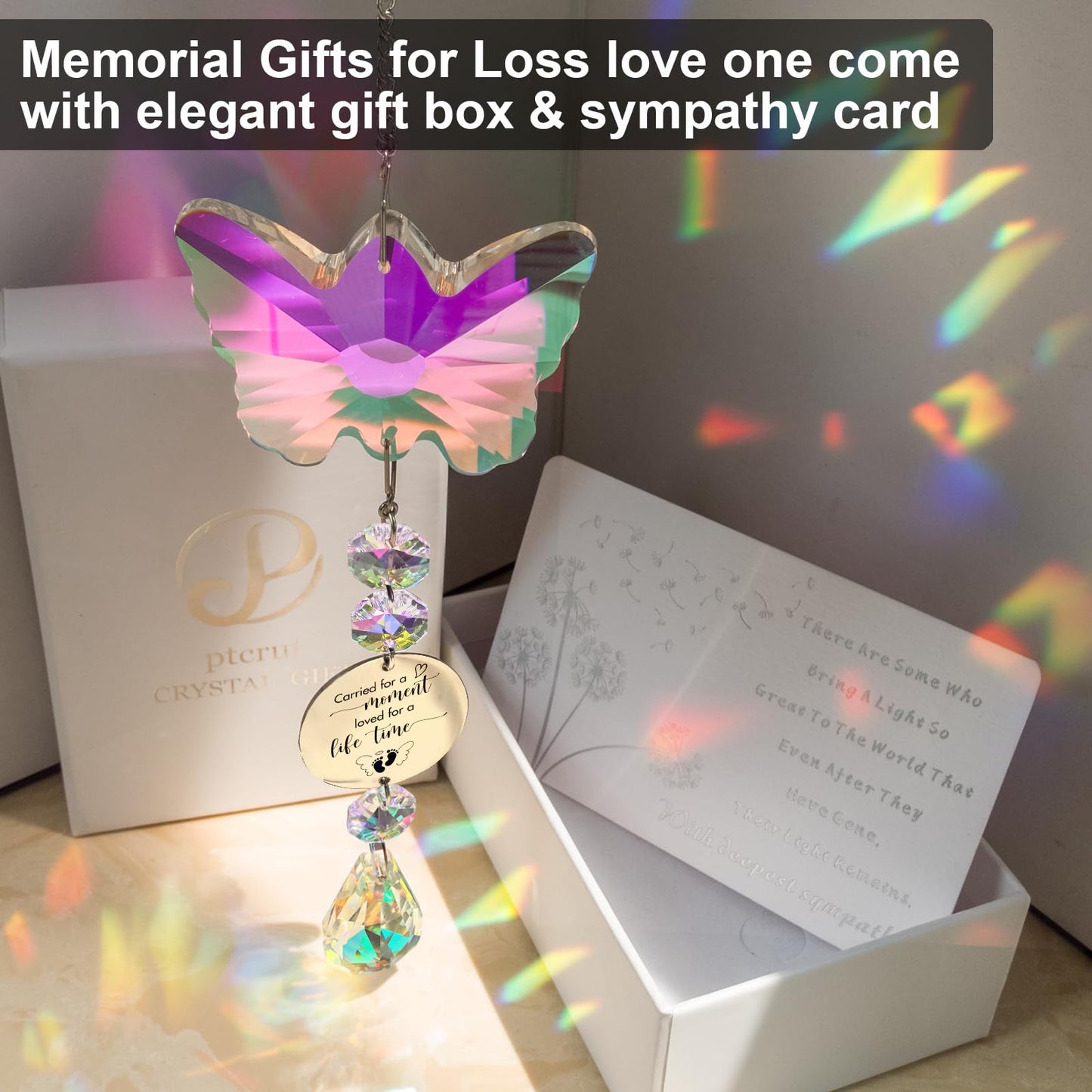 Butterfly Suncatcher Memorial Sympathy Gifts for stillbirth Infant,Baby Pregnancy Loss, Miscarriage Keepsake Gifts for Mothers Dad Mom Parent