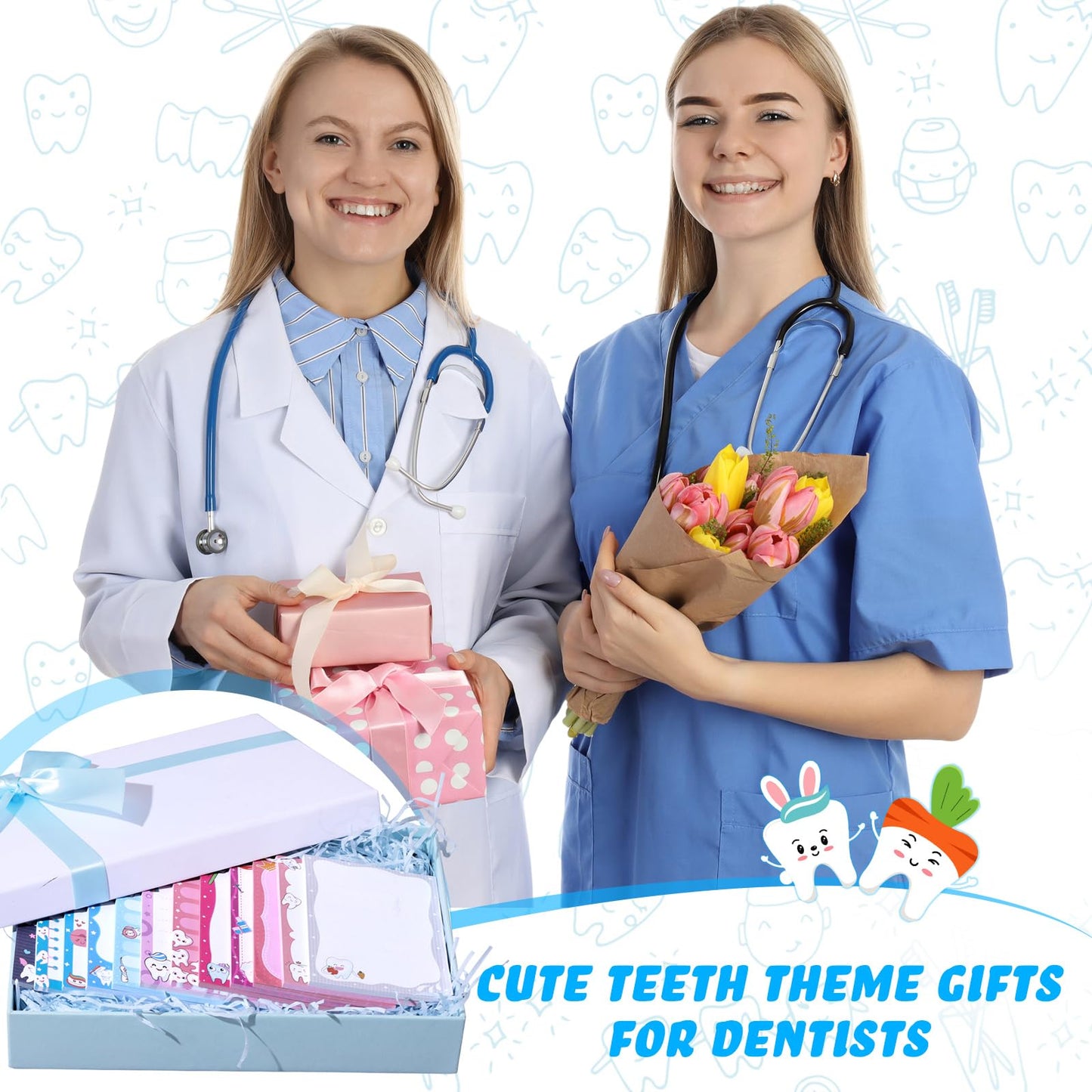 Chiisong 12 Pcs Dental Gifts Dentist Sticky Notes Funny Tooth Notepads Teeth Sticky Notes Nurse Week Dental Assistant Appreciation Gift for Office Home Work Supplies Holiday