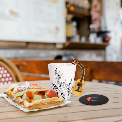 Maustic Guitar Mug, Guitar Gifts for Guitar Players, Music Teacher Gifts, Christmas Birthday Gift for Music Lovers, Ceramic Mug 13 Oz with Vinyl Record Coaster (Acoustic Guitars)