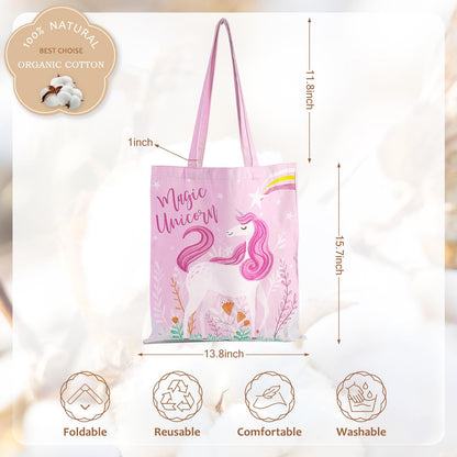 Loveinside Canvas Tote Bag for Women Girls, Grocery Shopping Bag, Reusable Shoulder Tote Bag, Goodie Bag for Wrap Storage