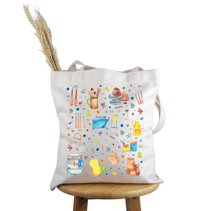 PWHAOO Pottery Maker Gift Pottery Design Tote Bag Ceramic Artist Lover Handbag Ceramics Lover Gift