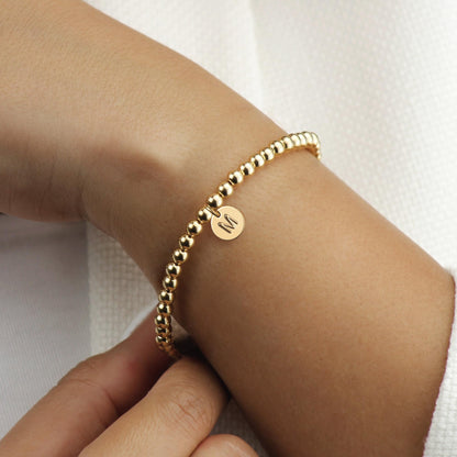 Turandoss Initial Bracelets for Women - Dainty 14K Gold Plated Letter A-Z Charm Disc Bracelet for Women Trendy Jewelry Gifts