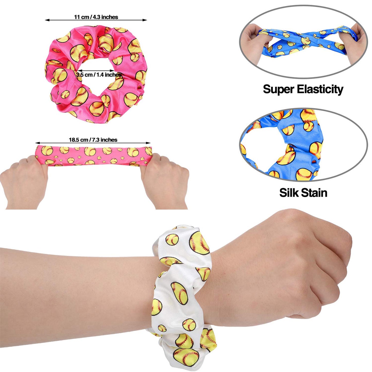 20 Pieces Softball Scrunchies Gifts for Girls Softball Party Favors Hair Ties Bulk Hair Accessories for Girls Women Goodie Bags Favors