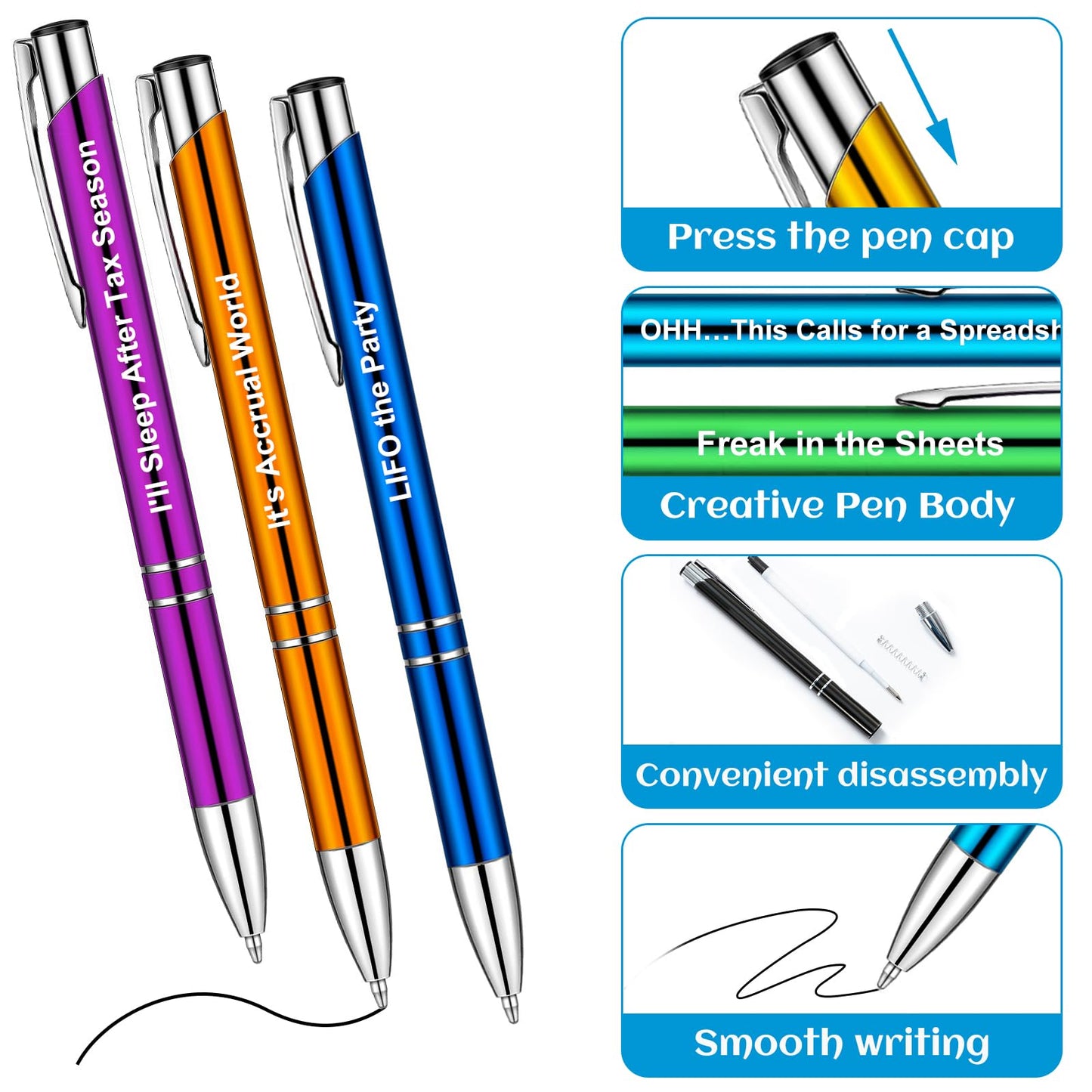 Chris.W 10pcs Cute Accountant Pens, Be Audit You Can Be Funny Accountant Gifts, Ballpoint Pens for Friends, Writing Ball Pens for CPA, Accounting Firm Pens, Graduation Gift (10)