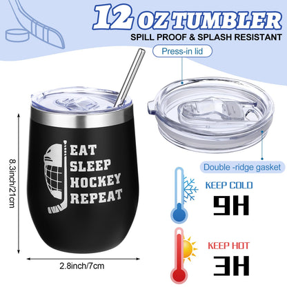 Patelai 6 Pcs Hockey Gifts Set for Men, Includes 12 oz Insulated Tumbler, 3D Night Light, Novelty Socks, Bracelet with Gift Card, Sports Birthday Senior Night Gifts for Hockey Players Fans Coach