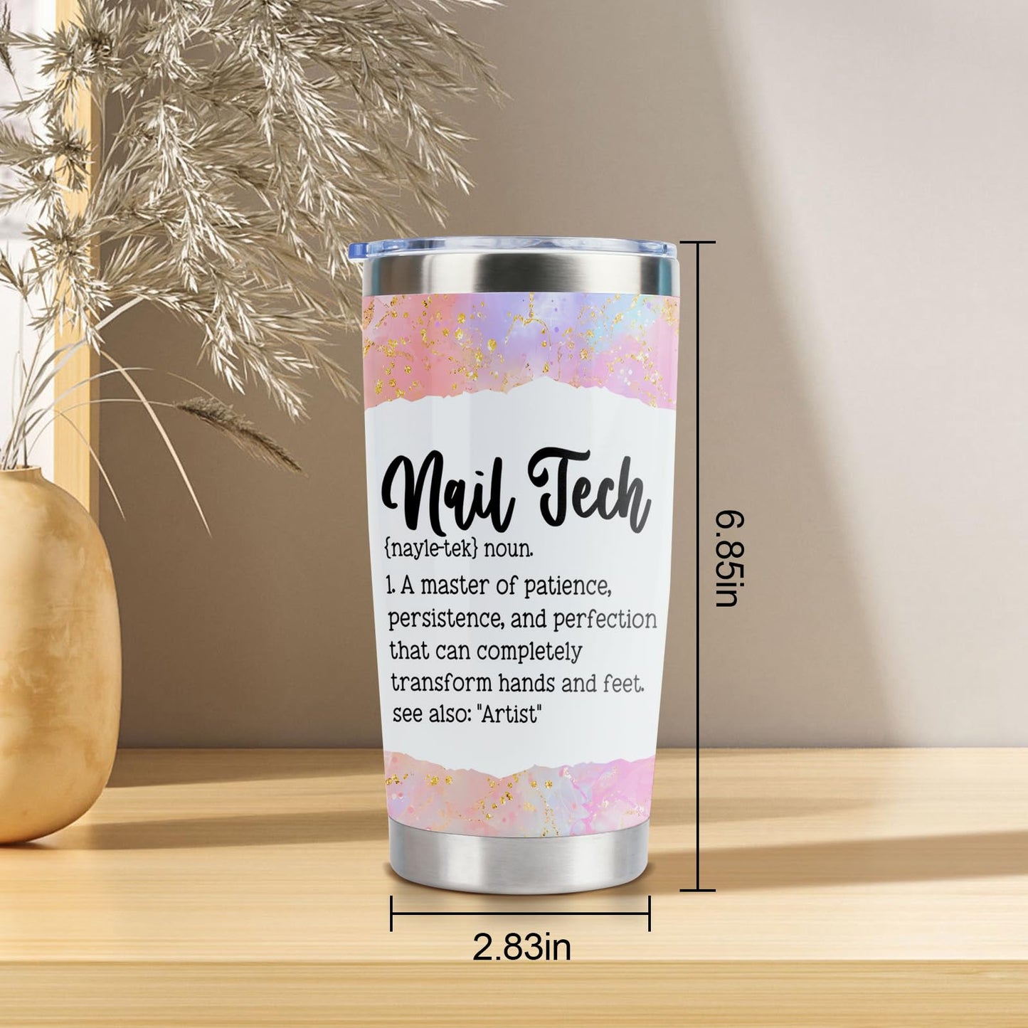 Nail Tech Gift Nail Artist Technician Manicurist 20oz Stainless Steel Insulated Tumbler with Lid and Straw Cosmetologist Beauty Salon Gift (Tum-Nail Tech Definition)