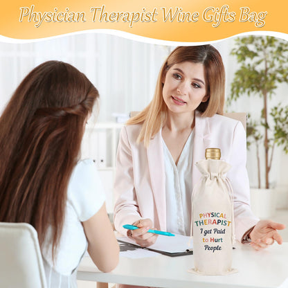 Wxiben Physical Therapist Gifts Wine Bag Thank You Appreciate Gifts for Women Men PT Wine Bottle Bag for Her Him Physical Therapy Assistant Christmas Birthday Appreciation Party Gift Decoration