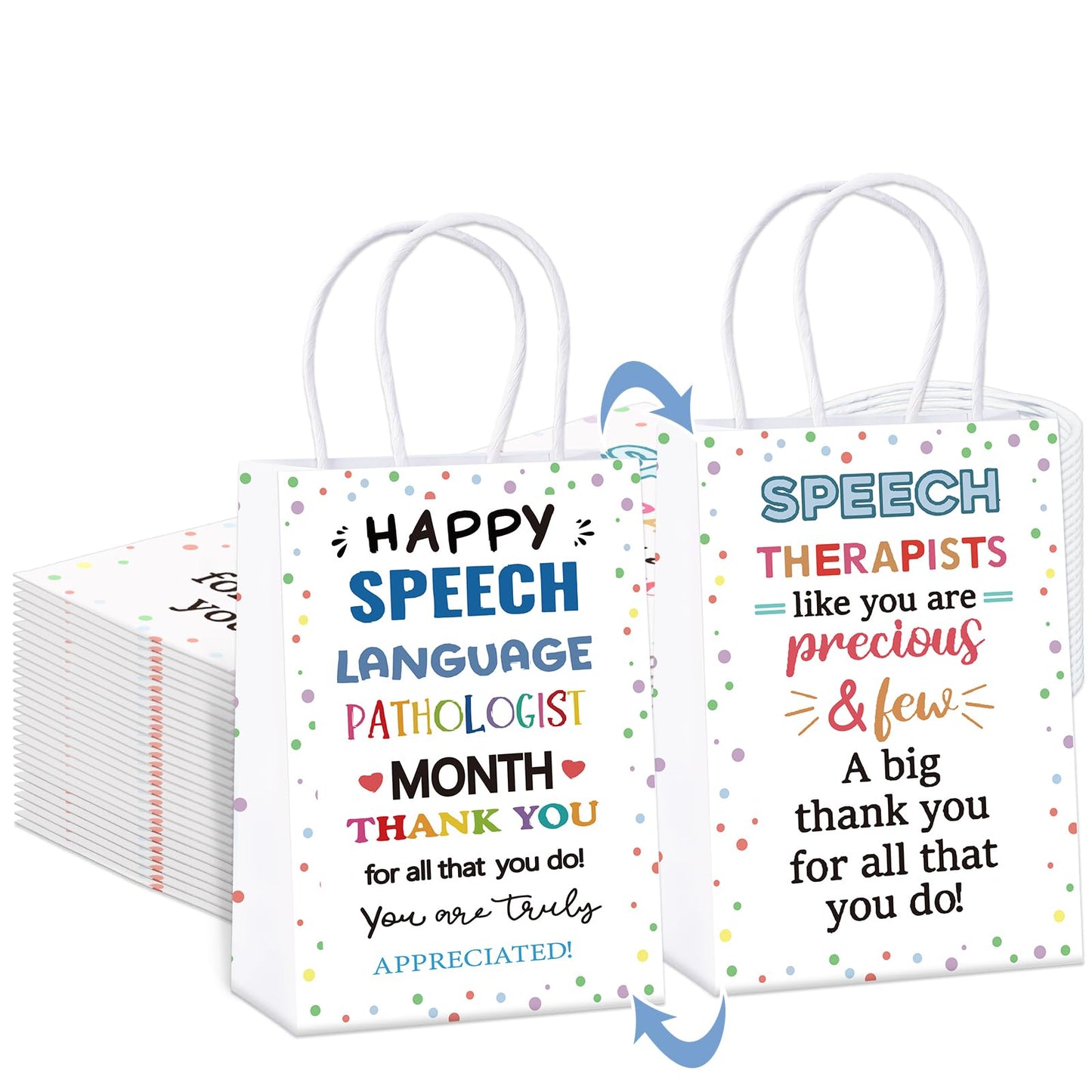 Gilprop 12 Pcs Speech Language Pathologist Gifts Bags SLP Month Thank You Gifts Bulk Speech Therapist Appreciation Treat Bags Double Side Coworker Therapist Party Favors Supplies SLP Decorations