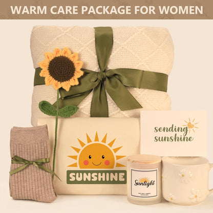 Sunshine Gifts for Women - Hello Sunshine Gift Sunflower Box for Women Best Friends - Thinking of You Self Care Get Well Soon Gift Baskets for Woman -Care Package Birthday Gift Boxes for Female, Mom