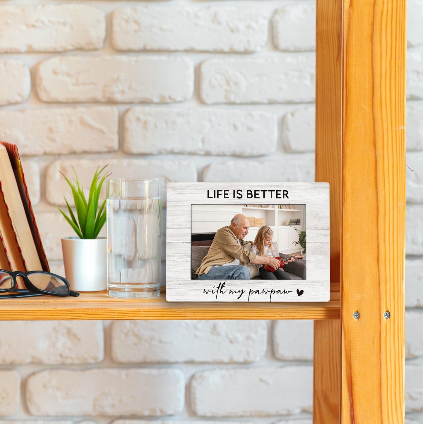 Pawpaw 4x6 Picture Frame, Grandkids Photo Frame, PawpawGifts for Grandpa, Gifts for Pawpaws Fathers Day from Grandchildren, Life Is Better with My Pawpaw Picture Photo Frames for Desk Decor