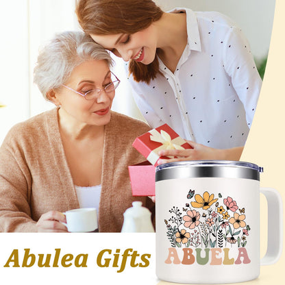 Lifecapido Abuela Gifts, Abuela 14oz Insulated Coffee Mug, Grandma Christmas Birthday Mothers Day Gifts for Abuela Grandma Grandmother, Creamy
