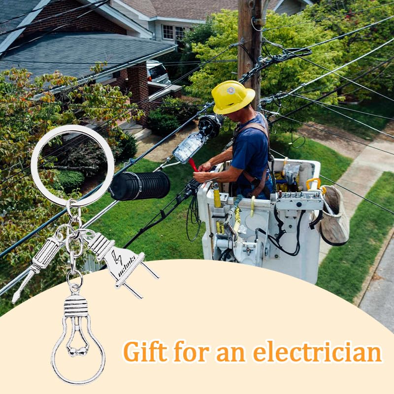 Electrician Gifts Keychain for Husband Boyfriend Valentines Day Gifts for Electricians Appreciation Thank You Gifts for Lineman Retirement Gifts for Dad Grandpa Men Birthday Gifts for Lineman Son
