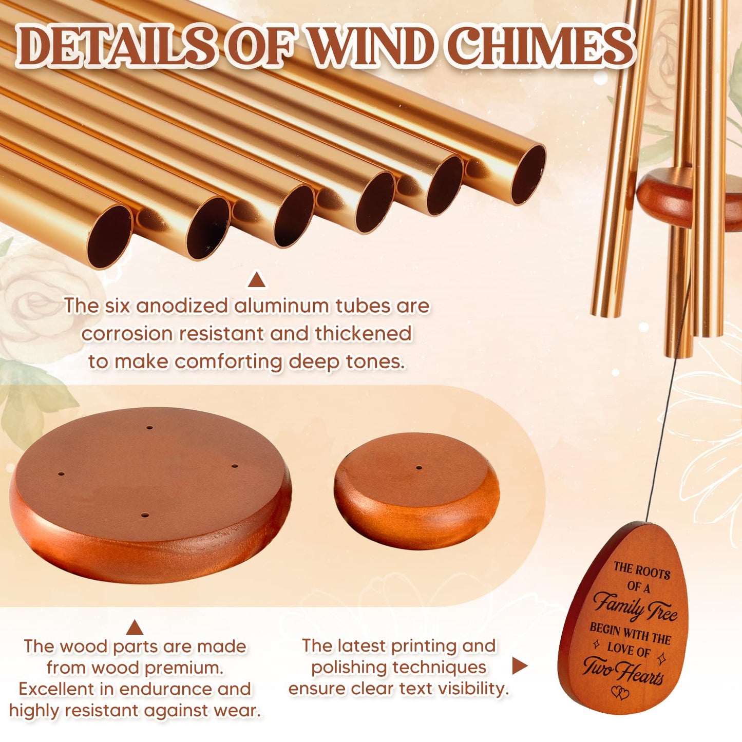 50th Anniverasry Wedding Gifts Wind Chimes, Anniversary Golden Gift for Couple, Wife, Husband, Romantic 50 Years Presents for Parents, Friends, Grandparents, Windchimes Decorations