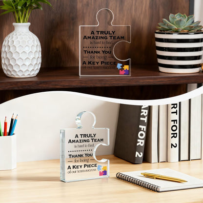 Team Thank You Appreciation Gifts for Coworkers Colleagues Employees, Teamwork Gift Best Teams Ever Gifts a Truly Amazing Team Is Hard to Find Acrylic Puzzle Piece Plaque Office Decor