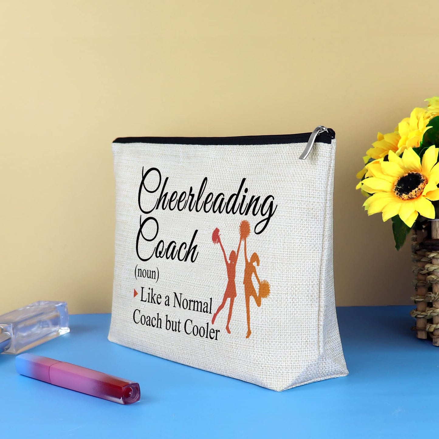 Cheerleading Cheer Coach Gift Makeup Bag for Women Cheer Mom Appreciation Gift Cheerleader Mother's Day Birthday Present for Cheerleader Cheerleading Mother Cowoorker Cosmetic Bag Travel Zipper Pouch