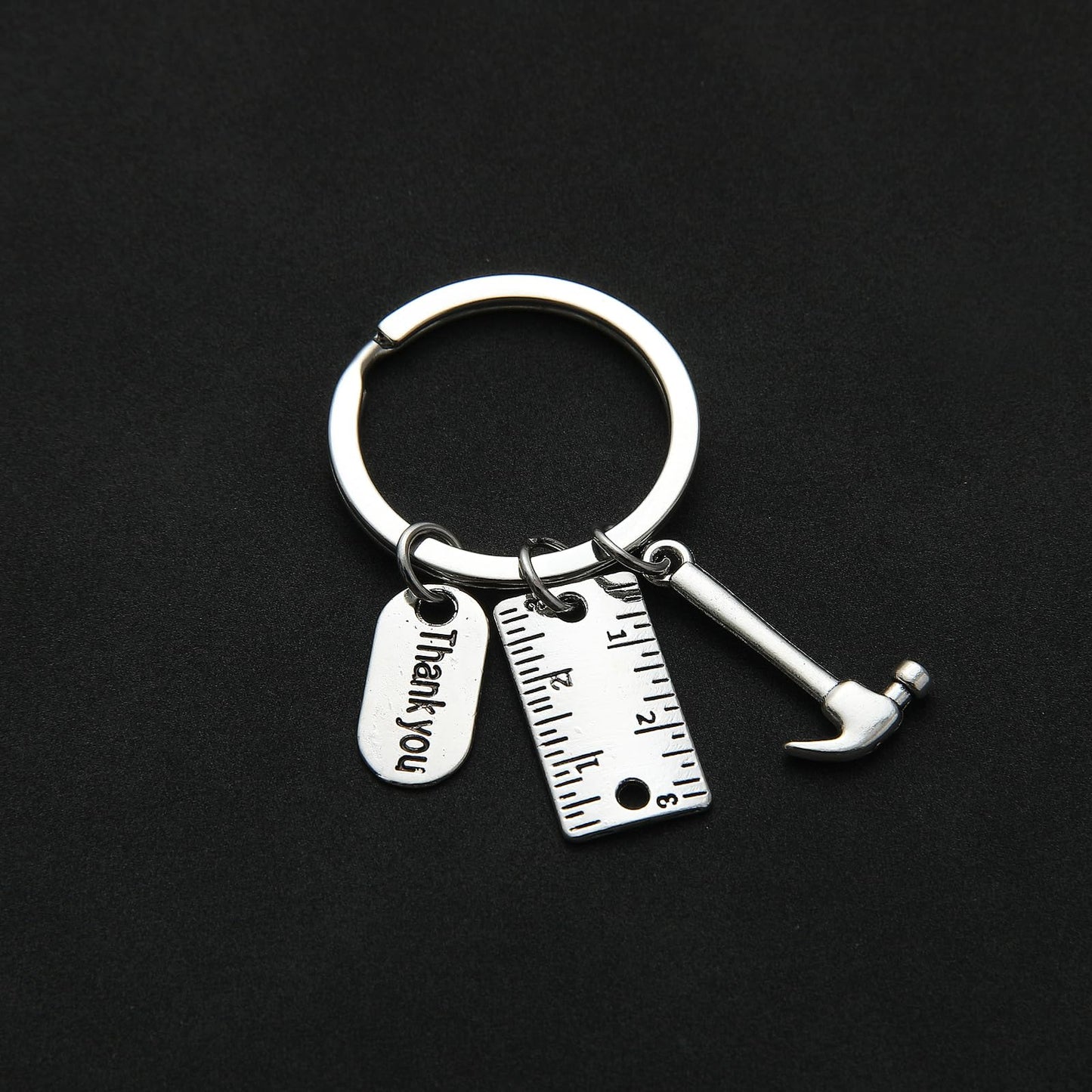 PHAETON 20PCS Toolbox Pendant Keychain Hammer & Ruler Charm Keychain with Thank You Tag for Dad, Father’s Day Birthday Gifts Builders, Construction Team, Handyman Appreciation Keyring