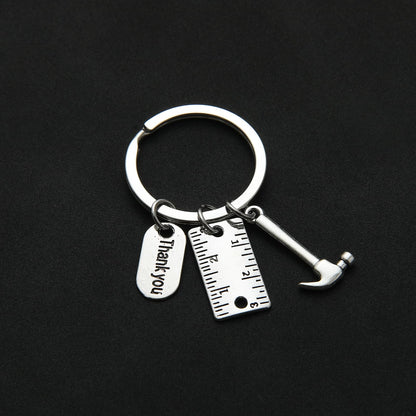 PHAETON 20PCS Toolbox Pendant Keychain Hammer & Ruler Charm Keychain with Thank You Tag for Dad, Father’s Day Birthday Gifts Builders, Construction Team, Handyman Appreciation Keyring