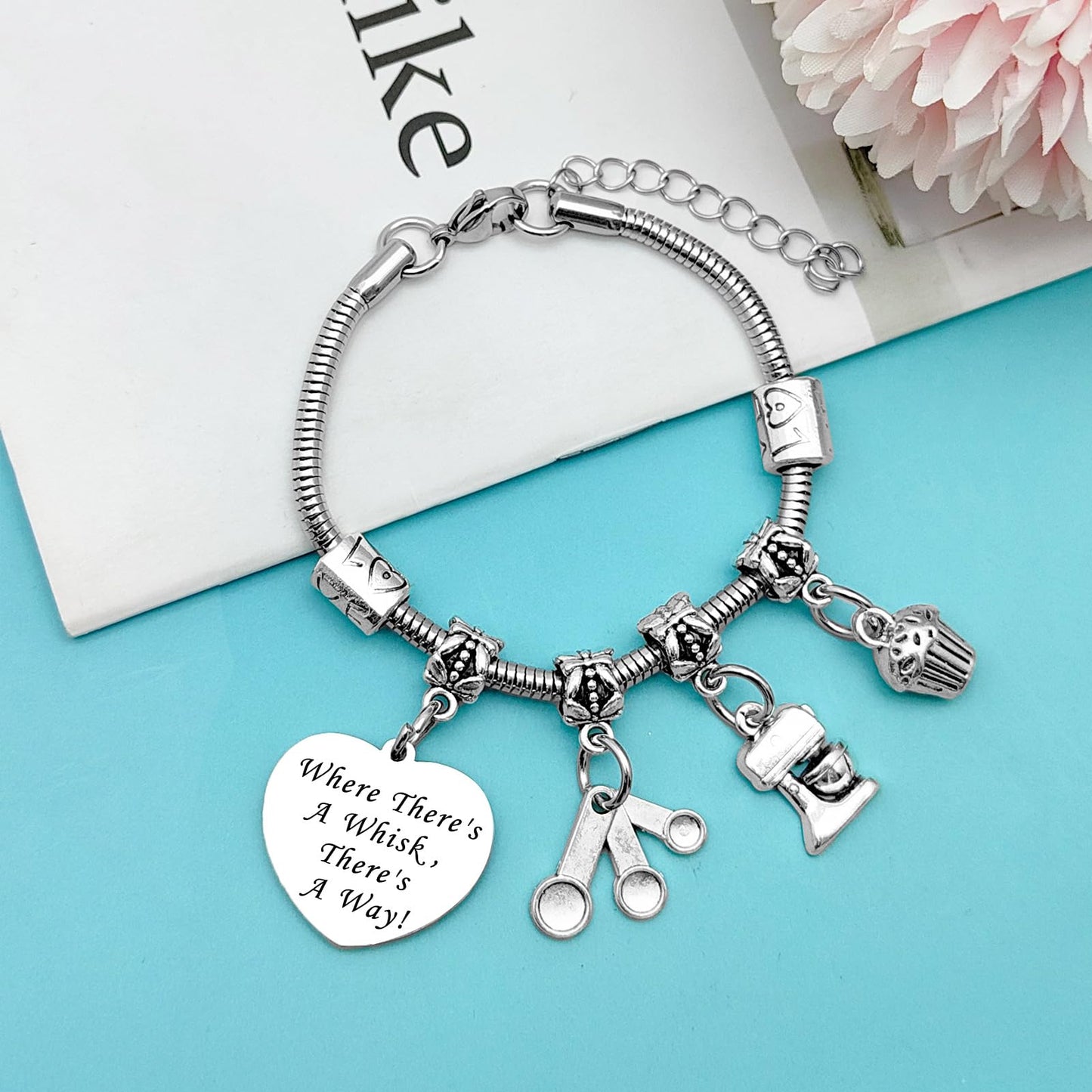Mxrymvu Baking Gift for Women Bracelet Baking Lover Gift Bakers Themed Accessories Gifts for Culinary Student Inspirational Gifts for Bakers Christmas Birthday Graduation Present Jewelry