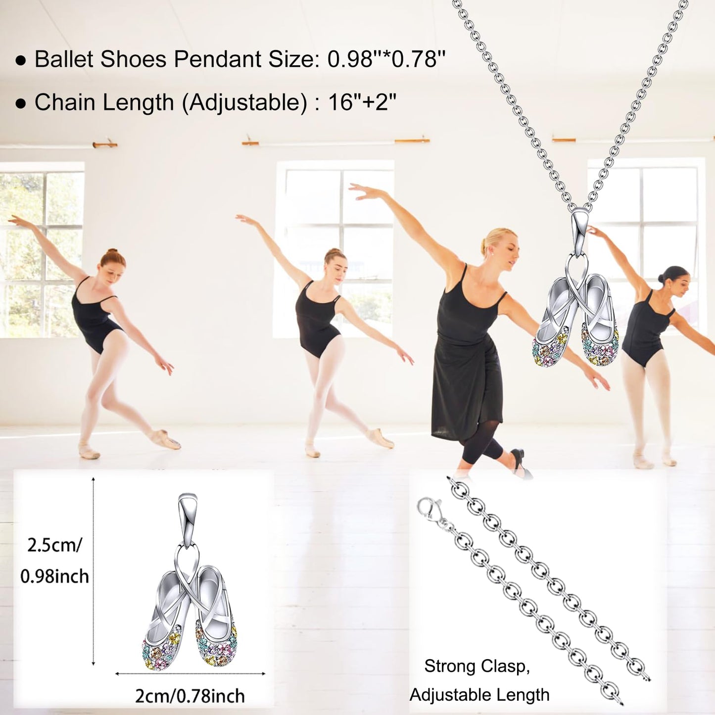 Dance Recital Gifts for Girls, Ballerina Necklace Jewelry, Ballet Gifts for Girls, Ballet Dancer Gifts, Dance Lovers Gifts for Young Girls Recital Dance Team Daughter Granddaughter Niece