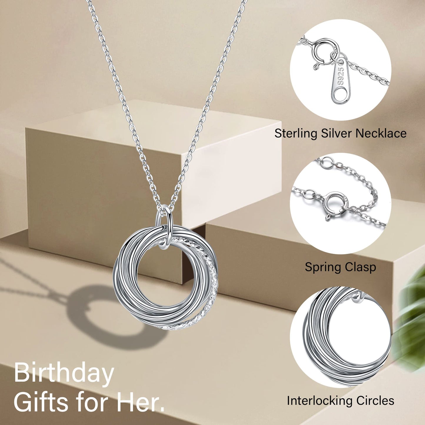 IEFLIFE Birthday Gifts for Women, Sterling Silver Chain Birthday Necklaces, 40th 50th 60th 70th 80th 90th Birthday Necklace, 40 50 60 70 80 90 Years Old Birthday Gifts, 4 5 6 7 8 9 Decade Birthday Jewelry for Women