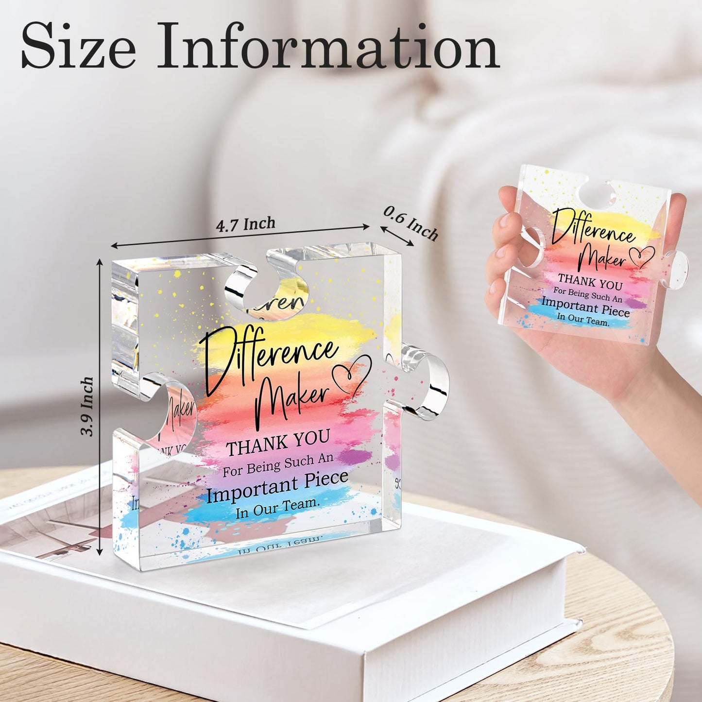 Difference Maker Gift Appreciation Gifts for Leader Boss Employee Coworker Teacher Staff Mentor Coach Manager Appreciation Thank You Gifts Coworker Gifts Office Gifts Retirement Gifts Acrylic Puzzle