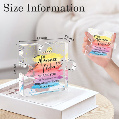 Difference Maker Gift Appreciation Gifts for Leader Boss Employee Coworker Teacher Staff Mentor Coach Manager Appreciation Thank You Gifts Coworker Gifts Office Gifts Retirement Gifts Acrylic Puzzle